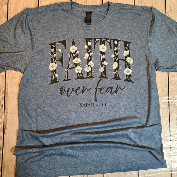 Faith Over Fear T-Shirt - Isaiah 41:10 Bible Verse  Tee - Christian Floral Tee - Picture 5 of 14